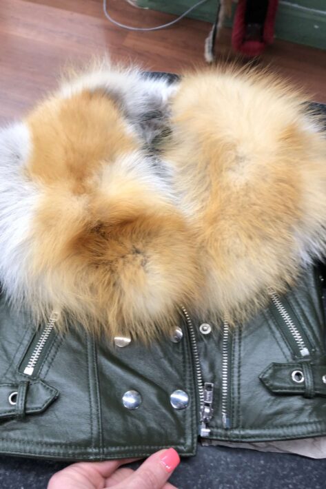 Leather Coat w/ Zippers & Fur Hood
