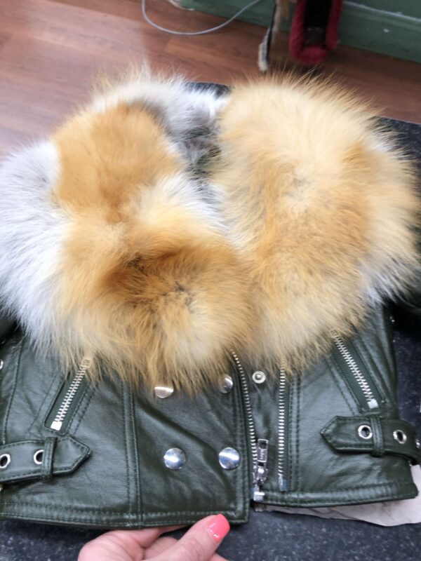 Leather Coat w/ Zippers & Fur Hood