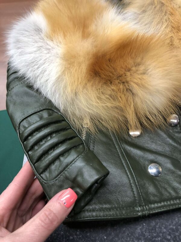 Leather Coat w/ Zippers & Fur Hood - Image 3