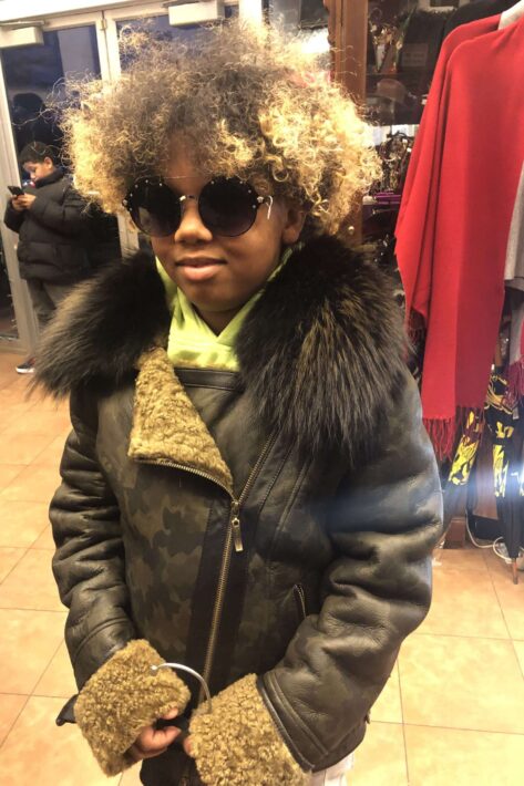 Leather Coat w/ Shearling and Fur Collar