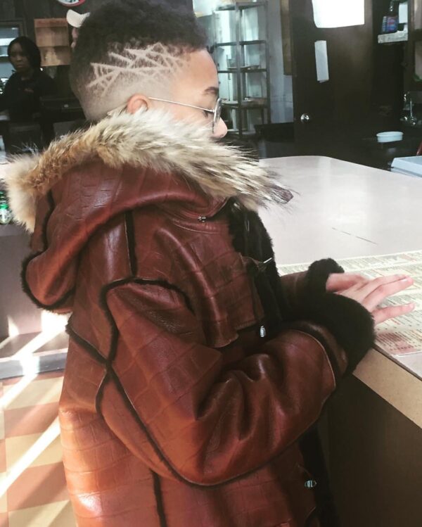 Leather Coat w/ Fur Hood
